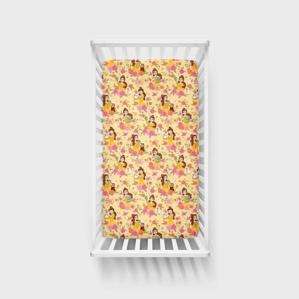 NIB Little Sleepies Disney Princess Belle Fitted Crib Sheet - Standard Crib - Picture 2 of 6